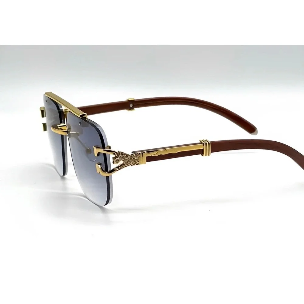 Gradient Blue Lenses Men Rimless Square Sunglasses Formal Hip Hop Music Festival